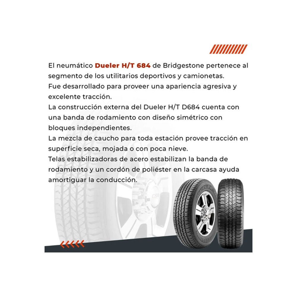 Neumatico Bridgestone Kit X2 255/65r17 Dueler Ht 684 110t - Imagen 5